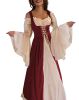 Adult Female Costumes to Hire - Medieval 2 pce dress white & maroon